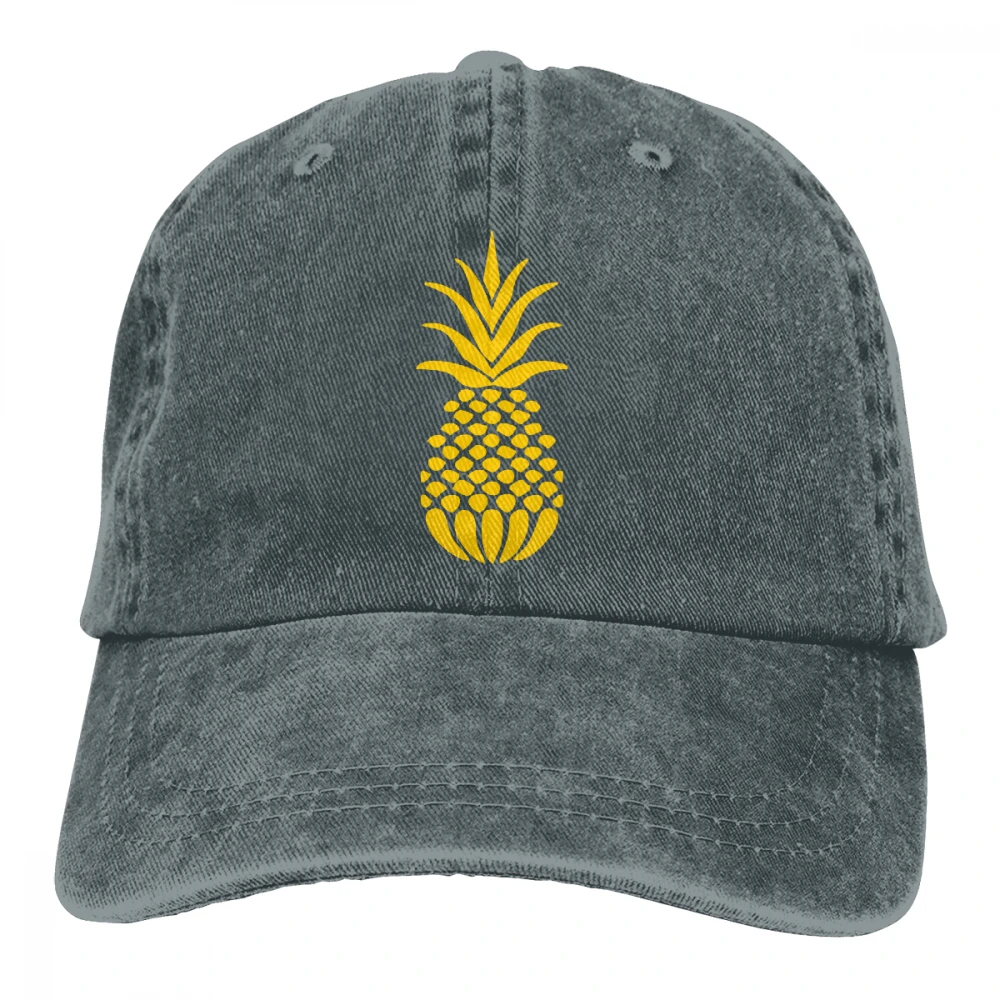 Ананас золото Casquette черный унисекс Мужские Женские джинсовые бейсболка с ремешком кепки Регулируемый Гольф папа шляпа