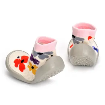 

Autumn Winter Children Floor Shoes Soft Anti-slip Toddler Baby Shoes Flower Print Fashion Casual Warm Shoes