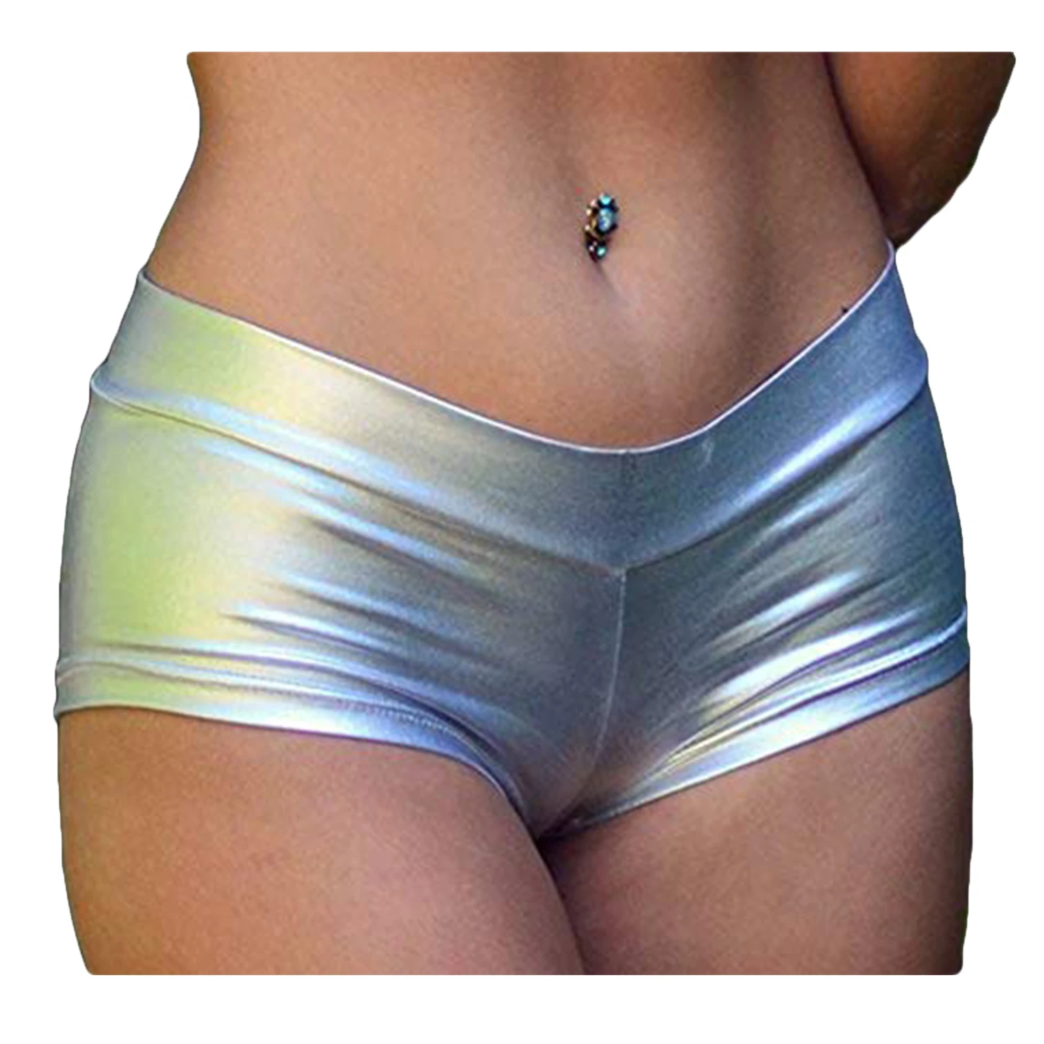 Hansber Womens Shiny Metallic Dance Booty Shorts Wet Look Rave Hot Pant Clubwear Bottoms Hansber Womens Shiny Metallic Dance Booty Shorts Wet Look Rave Hot Pant Clubwear Bottoms
