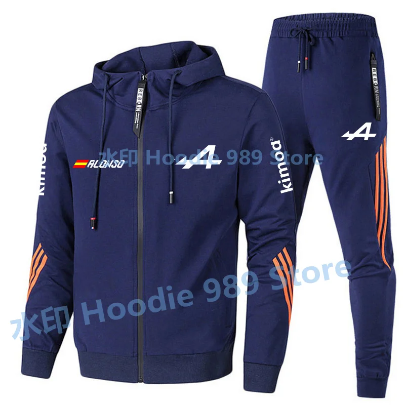 2022Spring Formula One Racer Alonso F1 Alpine team Racing Fans zipper hoodies tracksuit men's sets clothes+trousers Sweatshirt mens sweatsuits sets Men's Sets