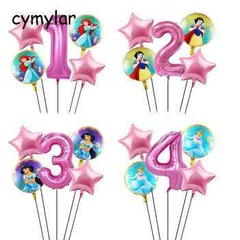 

5pcs 18inch Cinderella Snow White Ariel Foil Helium Balloon globos 32inch number balloon Baby girl birthday Party decor princess