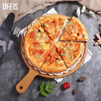 

Wooden Pizza Board Round Hand Pizza Pan Baking Pan Pizza Stone Cutting Board Assortment Pizza Bamboo Cake Baking Pan Tool