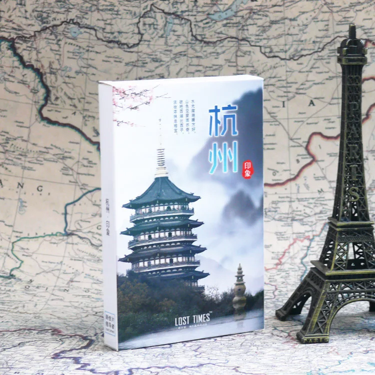 Напрямую от производителя продавая в штучной упаковке Ханчжоу Impression открытка Западное озеро Китай городской пейзаж карты-по почте оптом