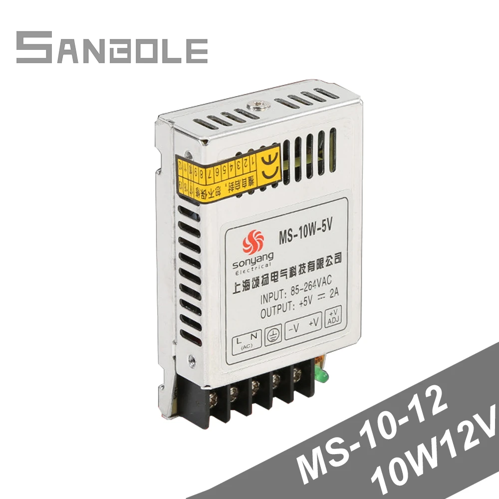 Переключатель питания MS-10-12 мини ультра-тонкий 10 Вт 5V12V24V MD серии металлический ящик одиночный выход индикатор полосы для монитора