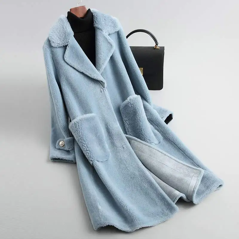 

Fur one coat female 2019 new wave long section Haining flannel wool sheep shearing fur
