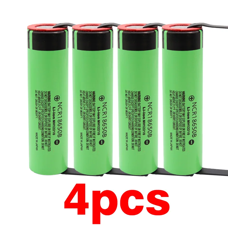 18650 батарея 3400mah 3,7 v литиевая батарея для NCR18650B 3400mah подходит для фонарика батарея+ diy никель - Цвет: 4pcs