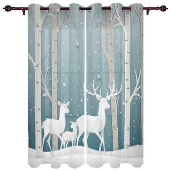 

Forest Elk Winter Luxury Window Curtains Home Living Room Bedroom Item Christmas Living Room Curtains