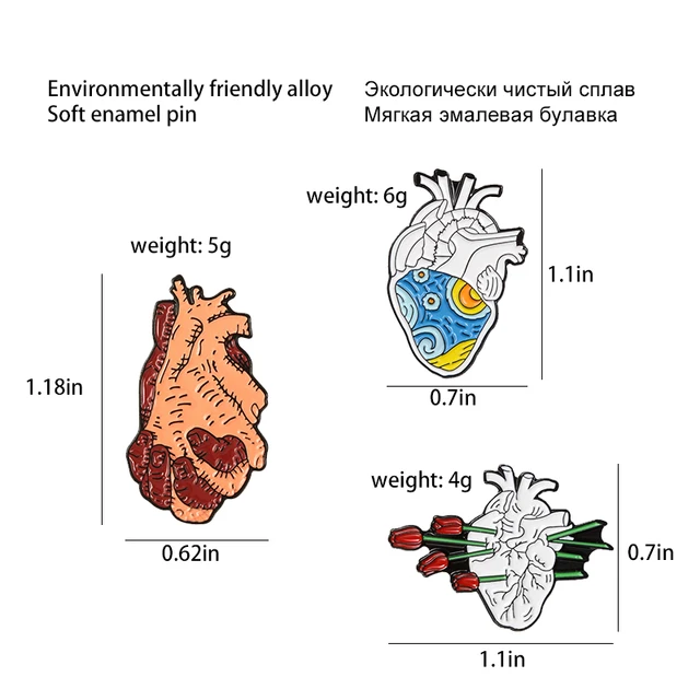 Organ Heart Collection Enamel Pin