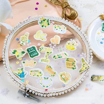 

100pcs Cute Flowers Decorative Stickers Kawaii Green Plant Adhesive Sticker For Kids Students School Stationery Novely Supplies