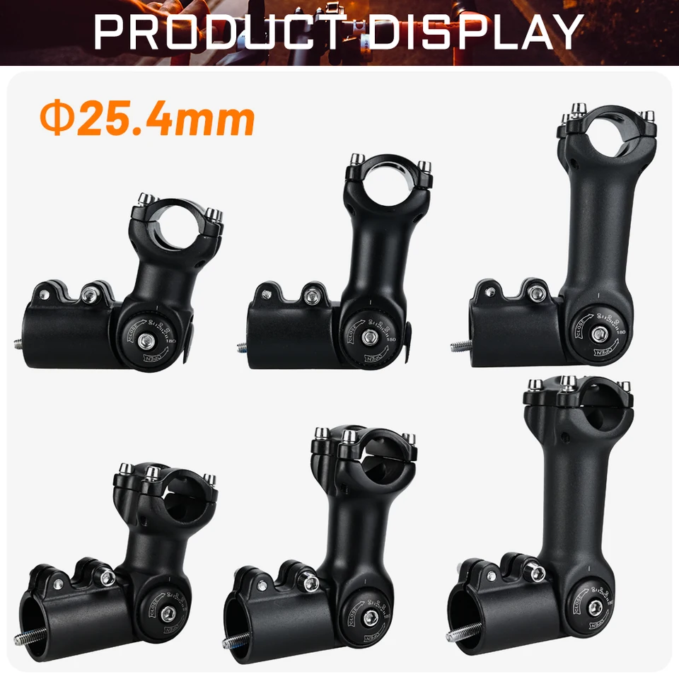 JUPSK Potence Réglable,± 60 degrés adaptateur de tête d'extension de fourche de vélo 110mm, La tige de guidon de vélo réglablePostuler à pour VTT