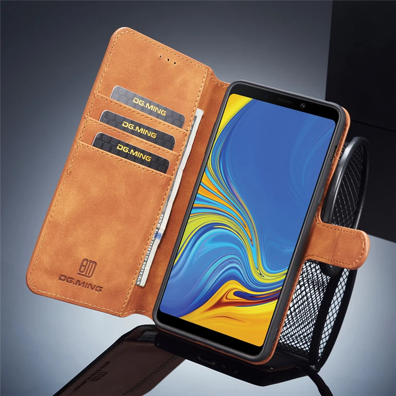 Матовый кожаный чехол-книжка из ТПУ для Samsung Galaxy A6 A7 A8 Plus A9 2018 чехол с карманом карт