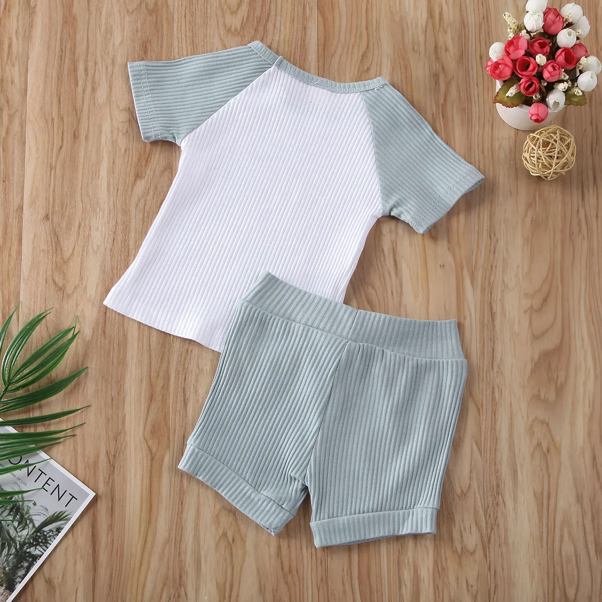 New 2PCS Toddler Kids Baby Boys Girls Short Sleeve Shirt Shorts Pants Clothes Outfit