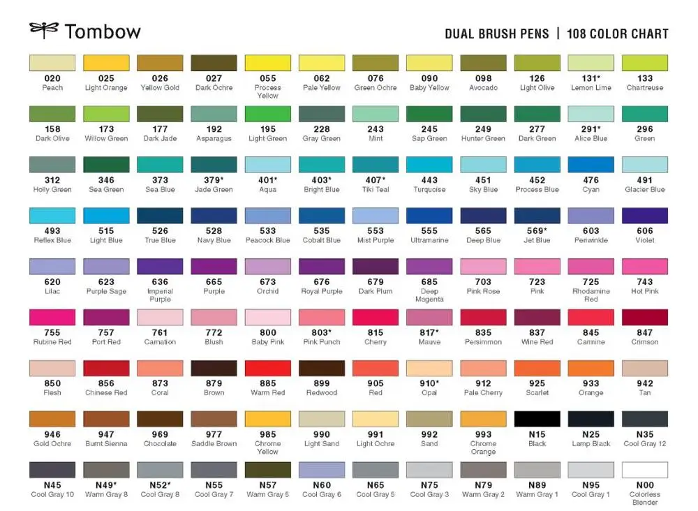 TOMBOW AB-T 듀얼 브러시 펜 마커 소프트 브러시 펜 108 색상 ABT 서예 전문 수채화 마커 펜 그림