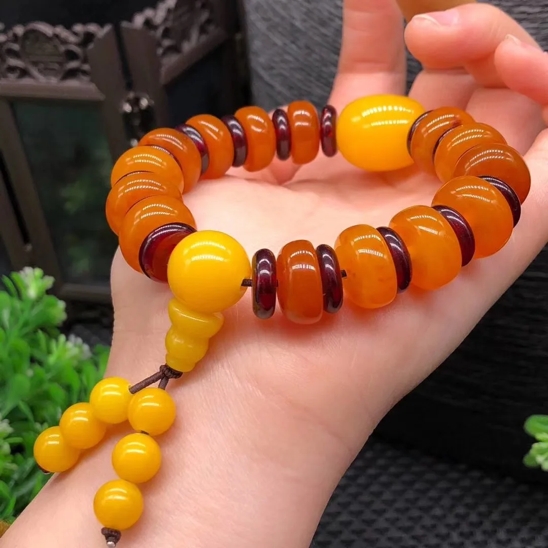 

Second Generation Beeswax Bracelets Abacus Beads Amber che lun zhu Beeswax Bracelets Factory Wholesale