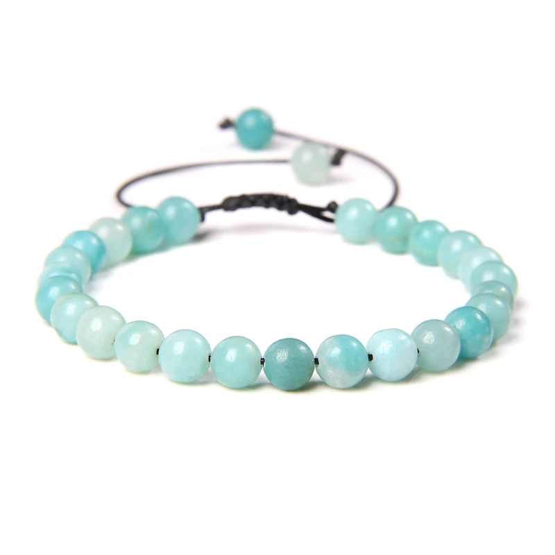 6mm Natural Stone Amazonite Beads Bracelet Women Men Round Amethysts Quartz Crystal Beads Braideed Yoga Healing Jewelry Gifts - Image 2