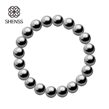 

SHENSS Quality Shell Pearl Bracelet Elastic Women's Bracelets of Various Sizes Gray color