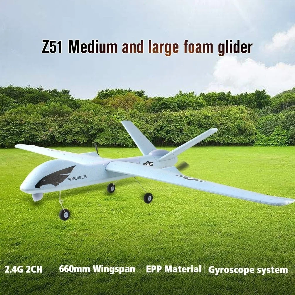 

RC Airplane Plane Z51 Glider 20 Minutes Flight Time 2.4G Flying Model with LED Hand Throwing Wingspan Foam Plane Toys Xmas Gift