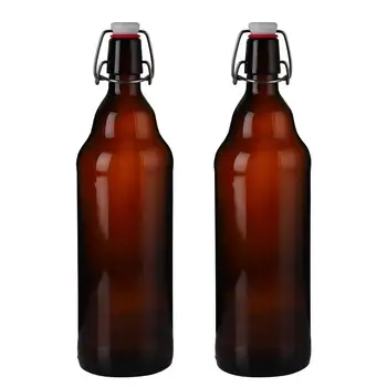 

2Pcs 350/500/1000ml Household Glass Bottle Sealing Container With Buckle Beer Storage Bottle for Juice Storage Beer Decor