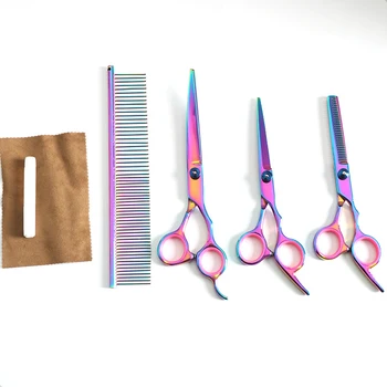 

Professional Dog Pet Groom Scissors Kit Cutting Thinning Curved Shears Set Tool HJL2019