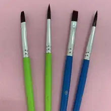 4 шт. зеленый синий плоский острый нейлоновый волос твердый деревянный полюс для акварельной краски кисти набор для детей студентов художественные принадлежности