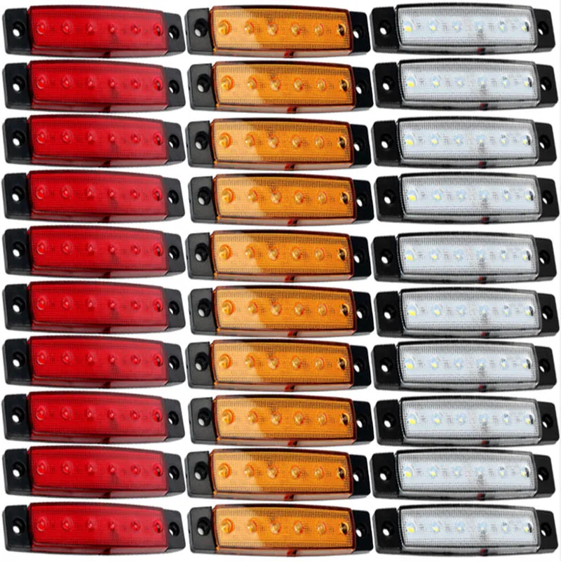 10 шт./30 шт 6 SMD СВЕТОДИОДНЫЙ Грузовой автомобиль Прицеп Боковые указатели поворота