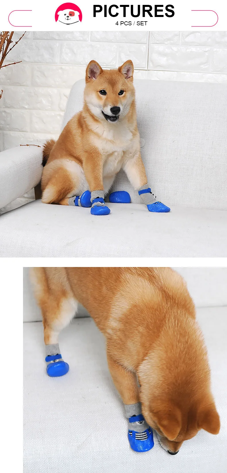 4 шт./компл. нескользящие носки для домашних собак удобные носки для щенков водонепроницаемые хлопковые Резиновые Армированные Прямая