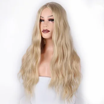 

MERISI HAIR 26 Ins Long Wavy Mix blonde Women Wigs Heat Resistant Synthetic Long Straight Wigs for Women African American