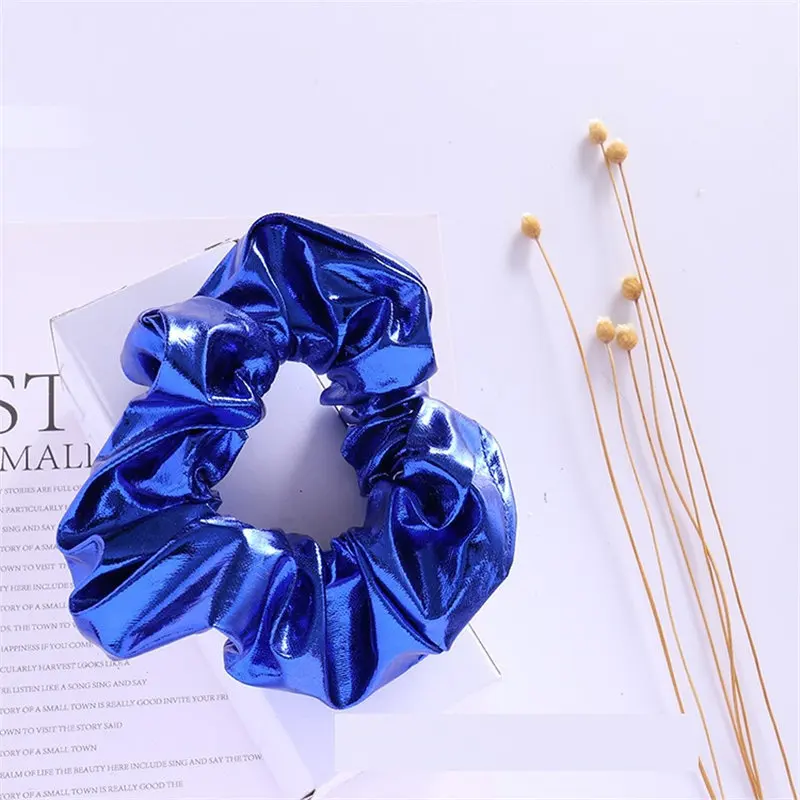 blue headbands 1 или 2 шт. женские резинки для волос из искусственной кожи золотого цвета, винтажные резинки для конского хвоста, эластичные резинки для волос для девочек, блестящие резинки для волос, аксессуары для волос - Цвет: blue headbands