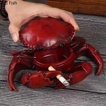 

High Temperature Drop Resistant Ashtrays Resin Crab Turtle Shape Office Desk Round Ash Storage Tray Box Creative Home Decor