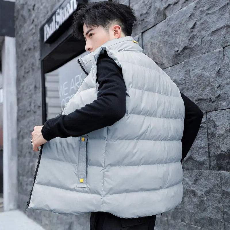 Grey 8XL жилет пальто для мужчин Осенняя мужская куртка без рукавов пальто Зимний теплый жилет мягкий пуховый жилет Мужская брендовая одежда размера плюс - Цвет: Grey