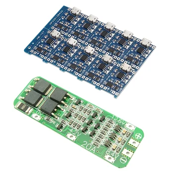 

11 Pcs Modules: 1 Pcs 20A Li-Ion Lithium Battery 18650 Charger PCB BMS Protection Board 12.6V & 10 Pcs 5V Mini USB 1A 18650 TP40