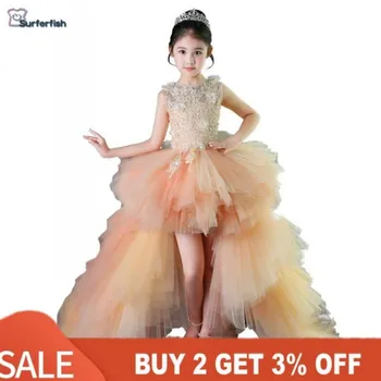

Surferfish Children's princess dress girl's wedding dress girl Party sleeveless evening dress gold Sequins Valentine's Day Dress