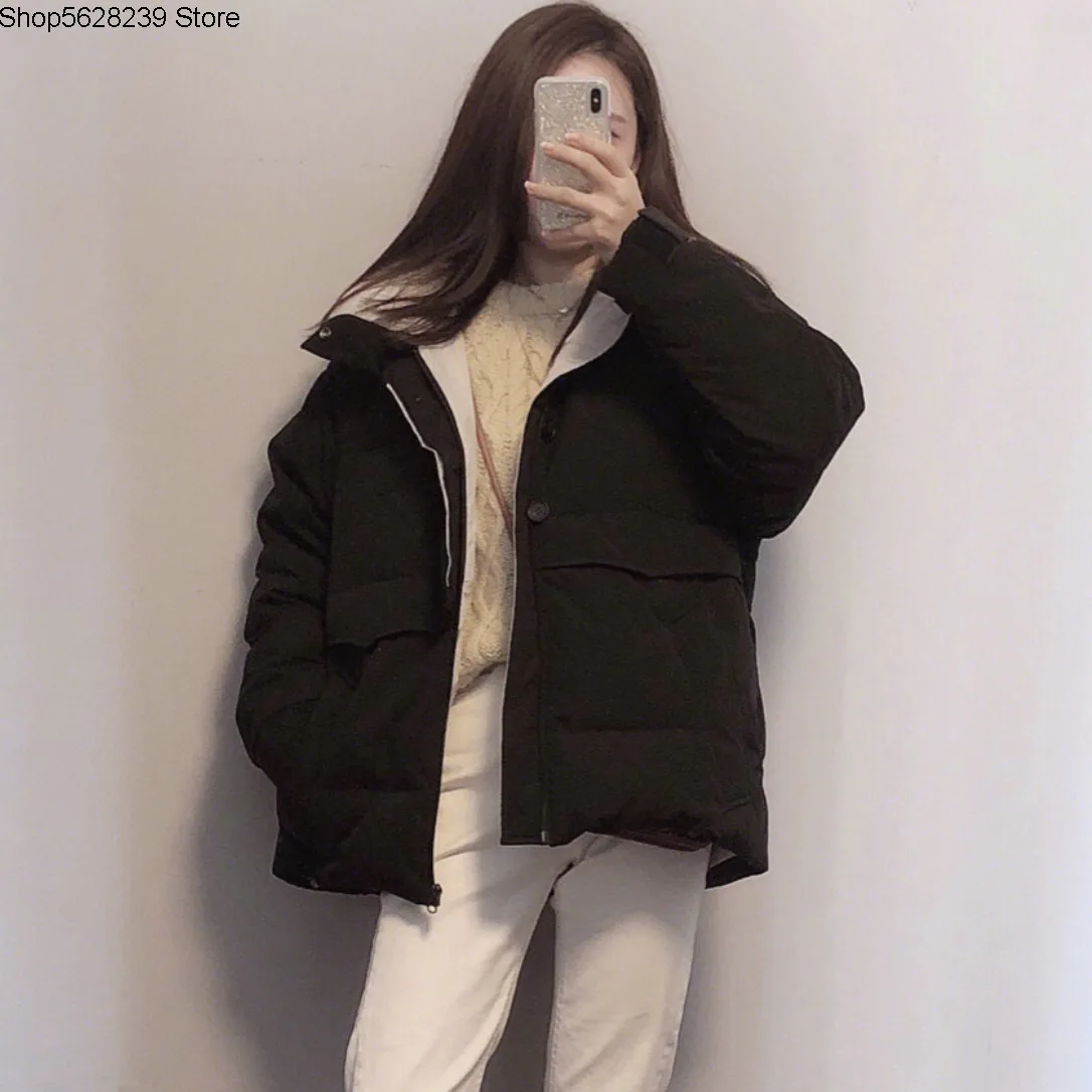 

Han ~ Designer Money 2020 Winter Clothes Spell Color Collar Keep Warm Profile Women's Wear Bread Down Jacket 190698