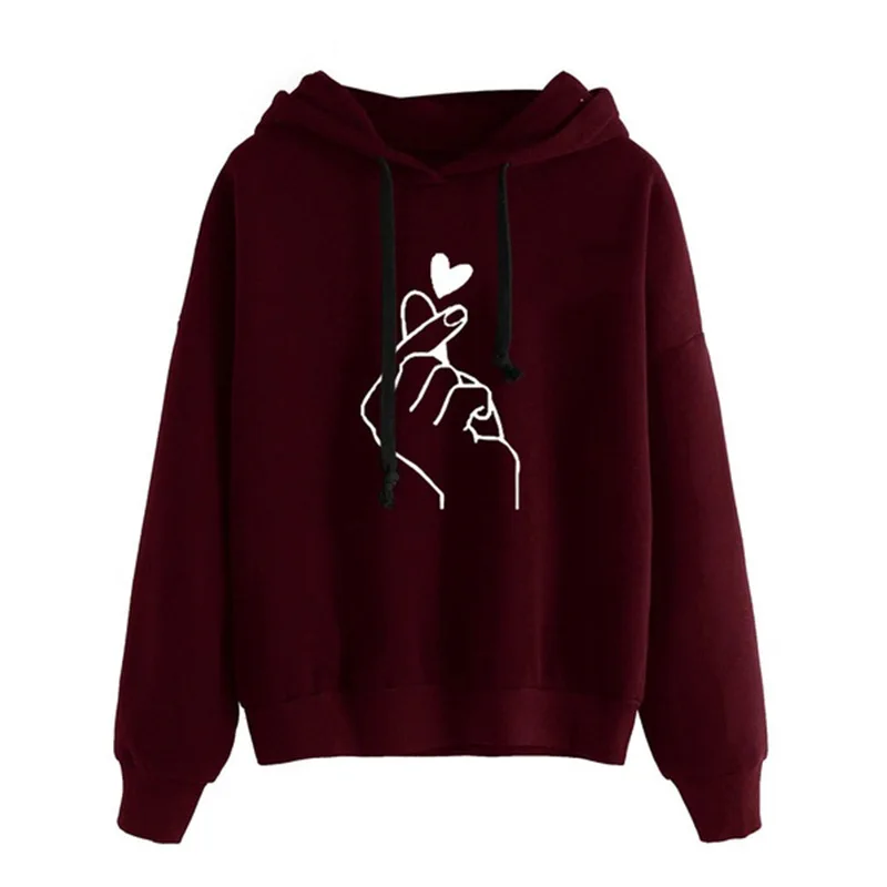 Plus Size Pullovers Girls Long Sleeve Spring Autumn Winter Striped Women Sweatshirt And Hoody Ladies Hooded Love Printed Casual