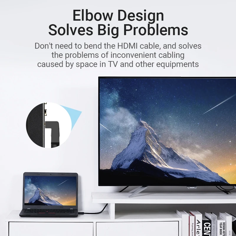 Vention 4K HDMI 2 0 кабель 90/270 градусов Угловой для Apple TV Box PS4 сплиттер коммутатор видео