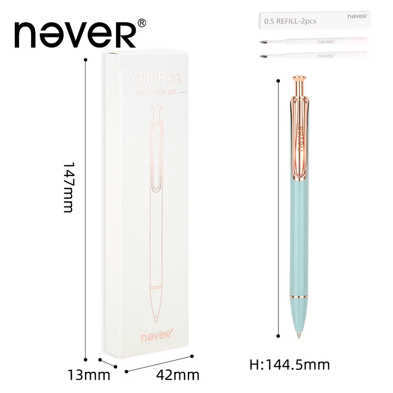 

Never Nordic Style Gel Ink Pen 0.5mm Press Metal Pen with Refills Gift Box Package Luxury Office & School Stationery Supplies