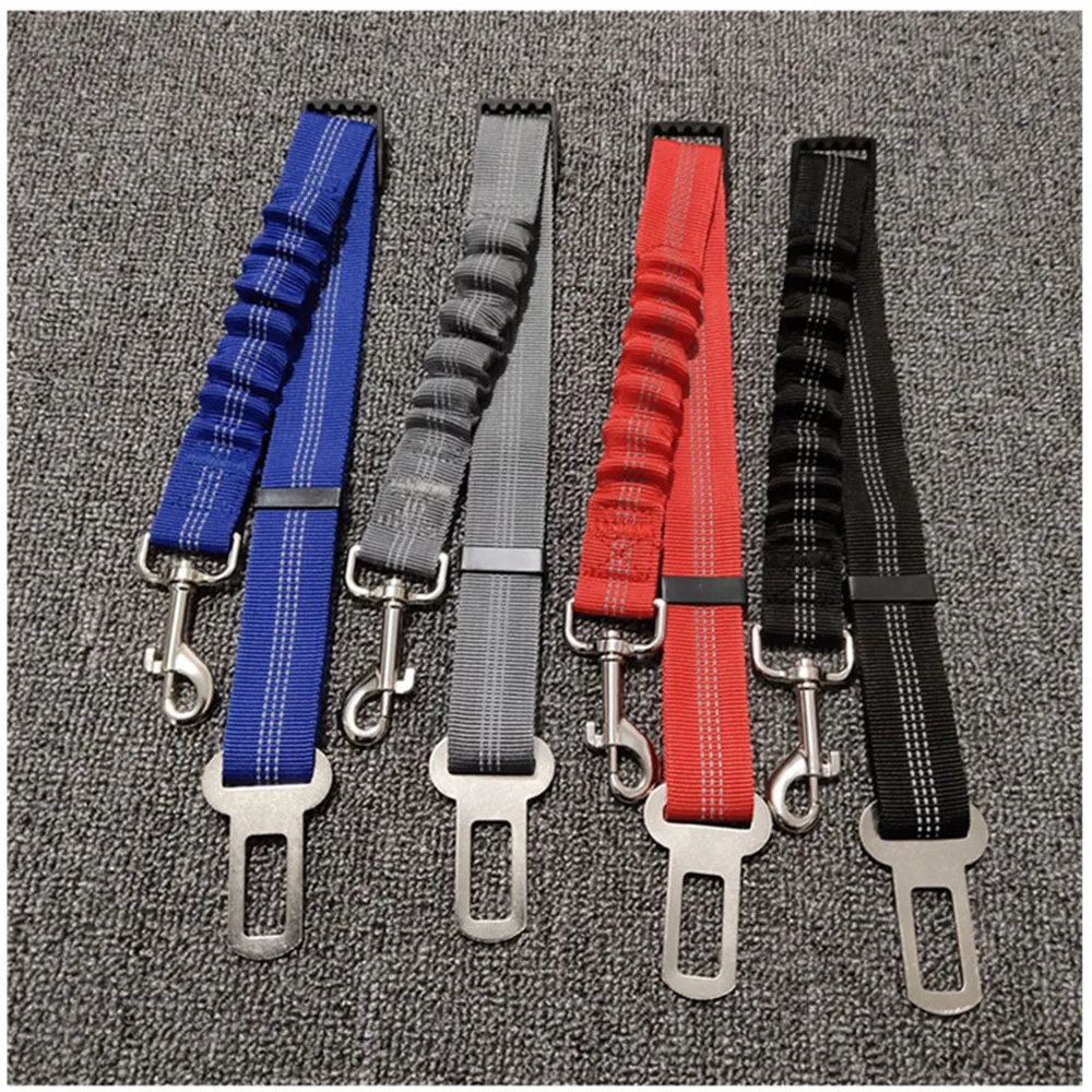 Pet Supplies Reflective Nylon Retractable Elastic Dog Seat Belt Pitbull Puppy Vehicle Car Safety Lever Auto Traction Rope Leash 3