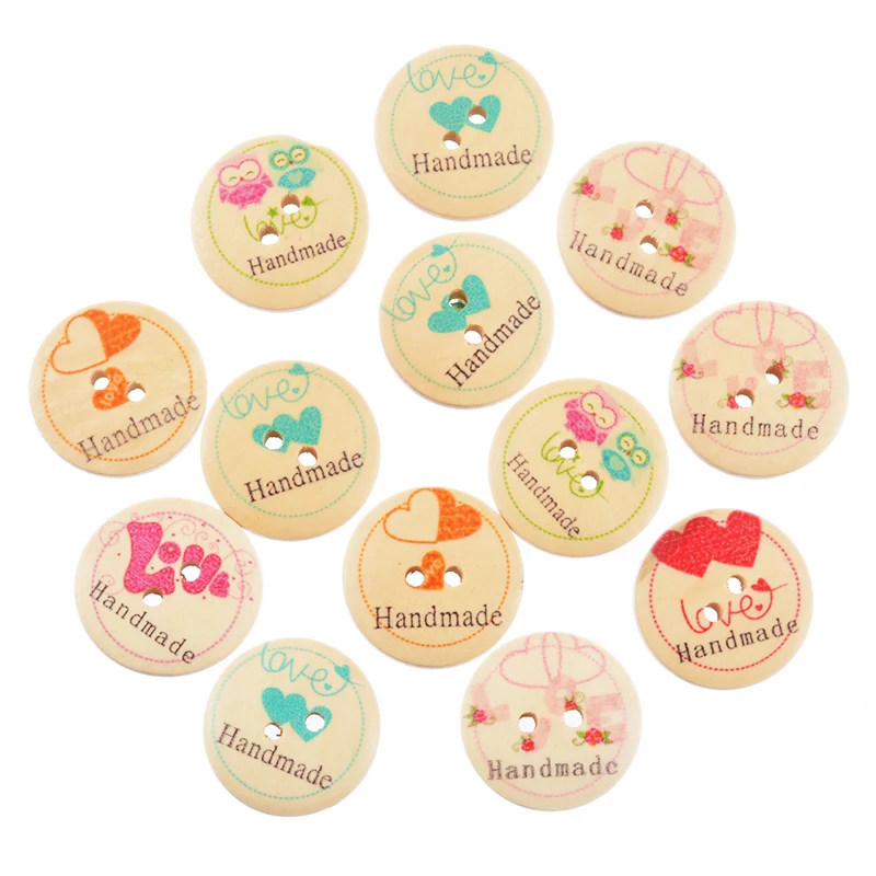 50PCs Handmade Round Wooden Buttons For Needlework DIY Decorative Crafts Clothes Scrapbooking Sewing | Дом и сад