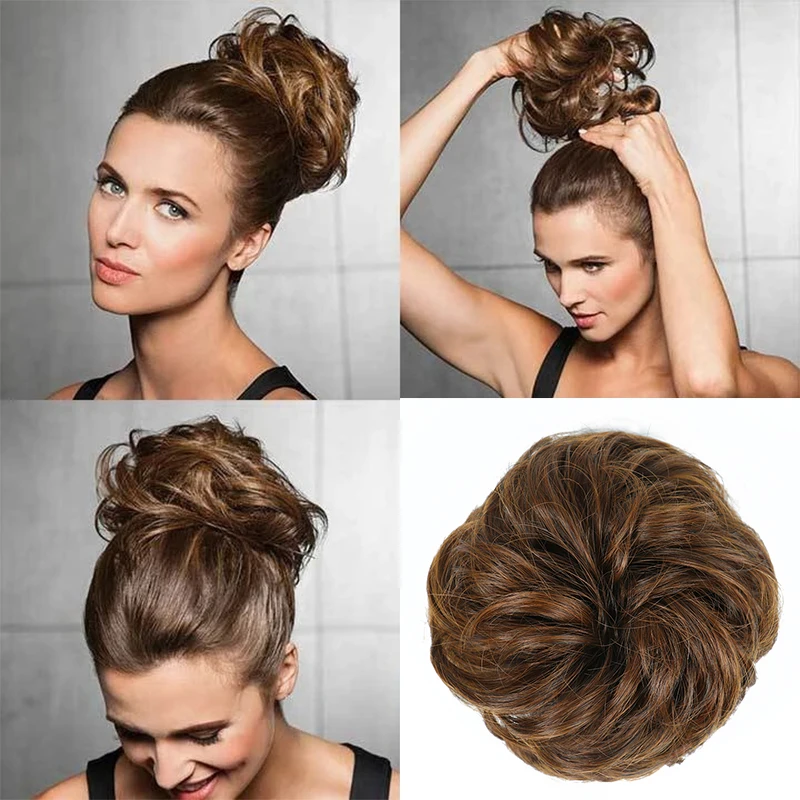 Azqueen Synthetic Messy Bun in Gary Brown - Elastic Hair Rope Extension