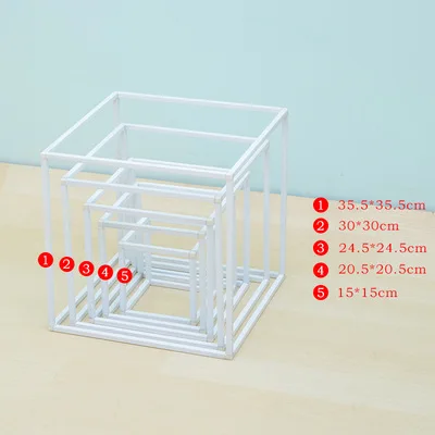 5pcs white Wedding Prop flower stand arch road lead decor artificial flower wrought metal iron square block wedding birthday party decor - Цвет: 5pcs white