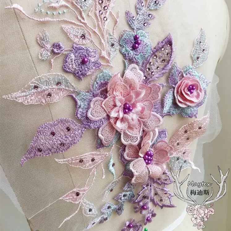 Bead Fabric Flower Venise Floral Lace Sewing Applique Lace Collar Neckline Collar Diy Craft Neckline Sewing Accessories 1 Piece lace fabric,lace garment accessories,lace sewing supplies,lace accessories,lace sewing accessories,clothing craft accessories