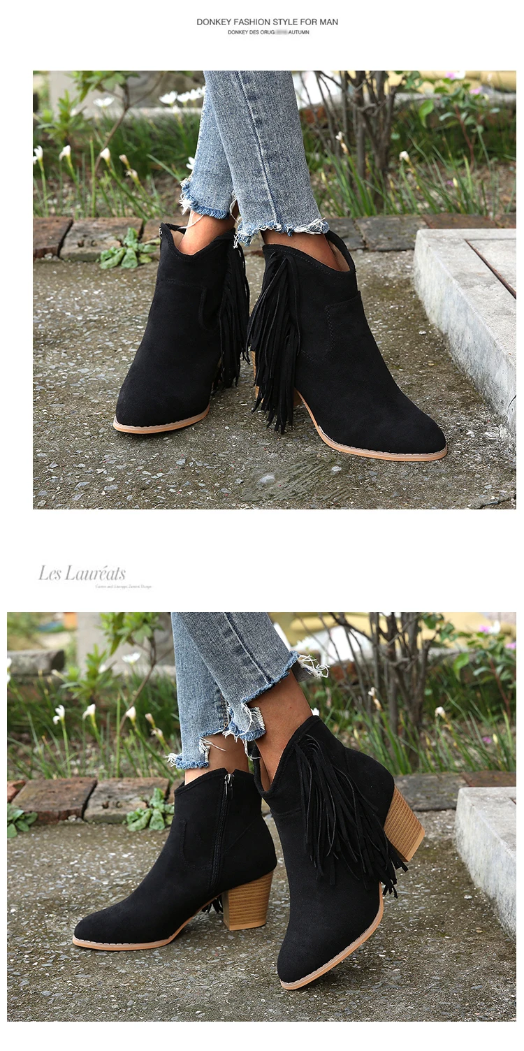 Aphixta/женские ботильоны с бахромой и леопардовым принтом; ботинки из искусственной кожи на молнии с квадратным каблуком; пикантные ботинки с острым носком; женская обувь; Прямая поставка