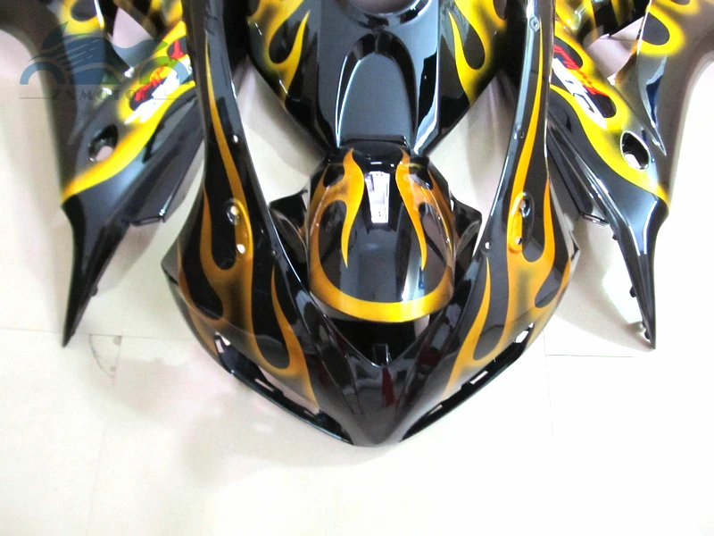 Обновите свой Комплект обтекателя впрыска, пригодный для Honda CBR1000RR 2006 2007 CBR 1000RR 06 07 черные желтые языки пламени ABS комплекты обтекателей XY43