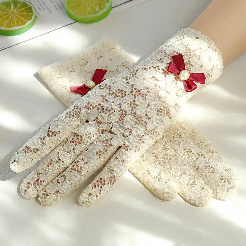 

Summer Sunshade Driving Touch Screen Sunscreen Gloves Women's Ice Lace Short Thin Cotton Cycling Motorcycle Outdoor Antiskid