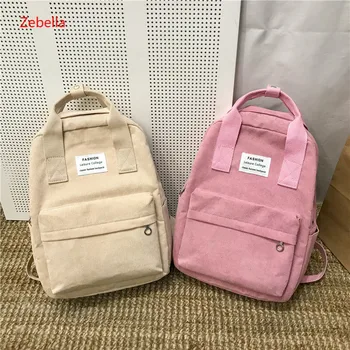 

Zebella Fashion Women Softback Velvet Backpack College School Book Bagpack Harajuku Travel Zipper Shoulder Bags For Girls
