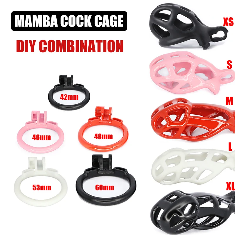 For Mamba Cock Cage Accessories Extra Cage and Base Ring Penis Sleeve Plastic Chastity Device Toys