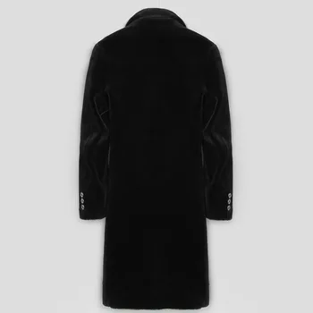 

Real Fur Coat Men Sheep Shearing Wool Coat Winter Long Single Button Warm Parka Men's Black Overcoat Outwear tops LX2549