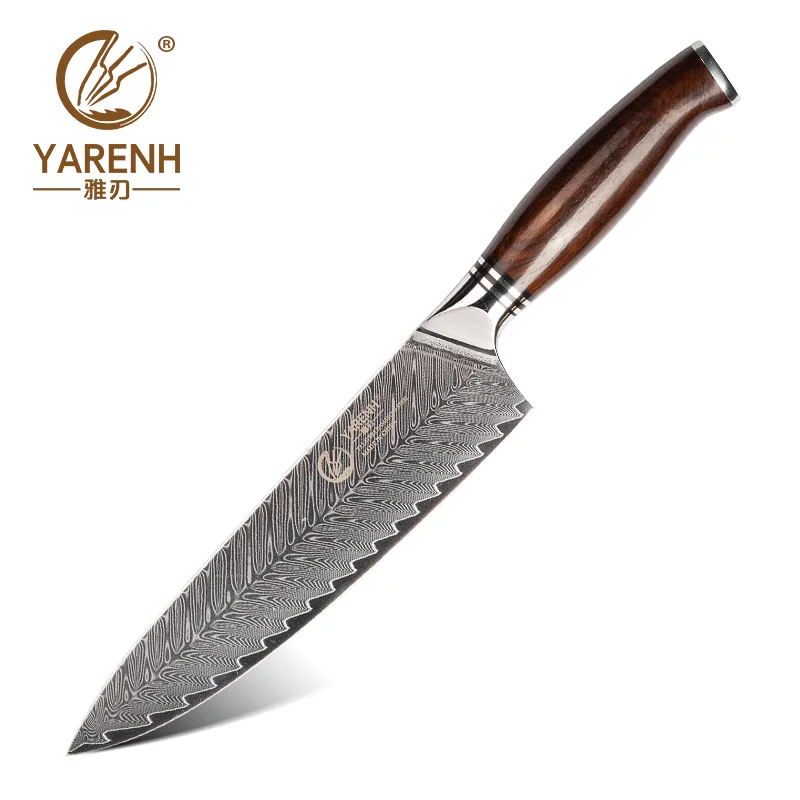 Поварской нож YARENH 8 дюймов японские кухонные ножи из дамасской стали 73 слоя для