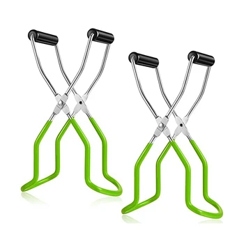 

2 Pieces Canning Jar Lifter Tongs Stainless Steel Jar Lifter with Grip Handle for Safe and Secure Grip (Green)