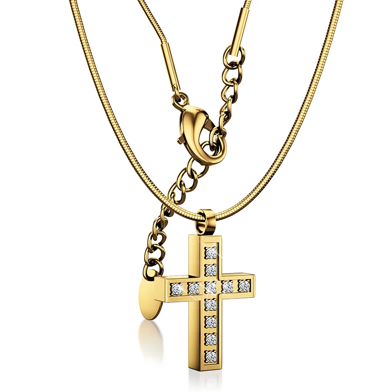 14K Gold Plated Cross Necklace for Men 